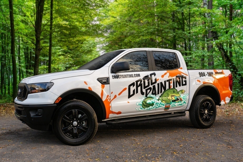 Construction vehicle branding wrap