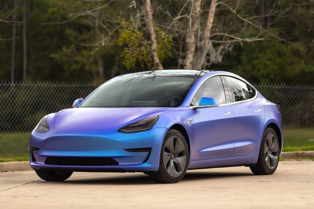 Tesla Model 3 with premium gradient wrap
